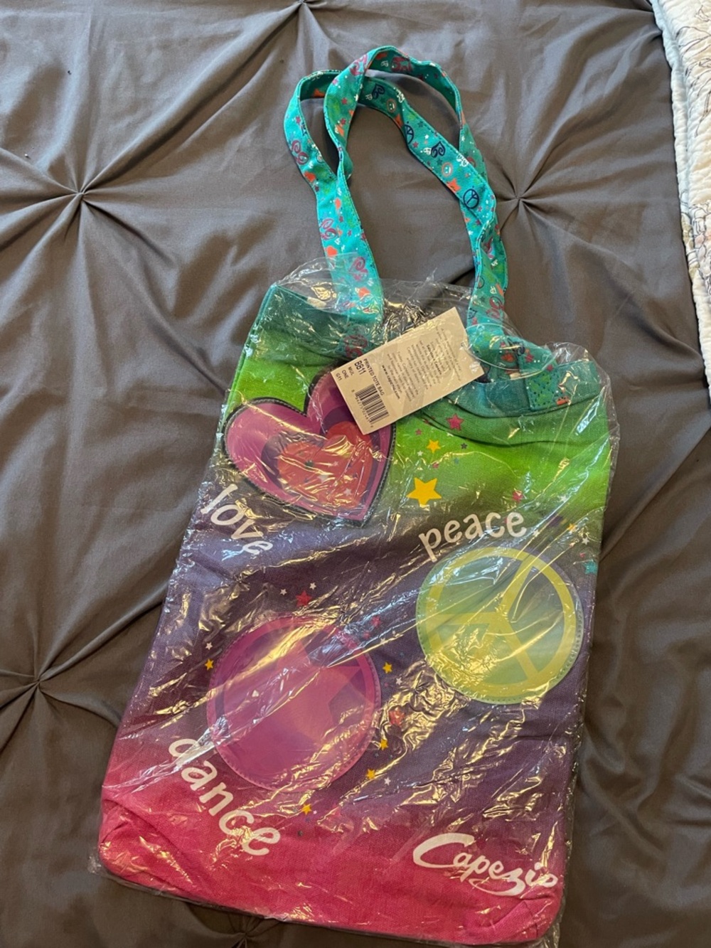 Capezio Multicolor Peace Love Dance Canvas Tote
